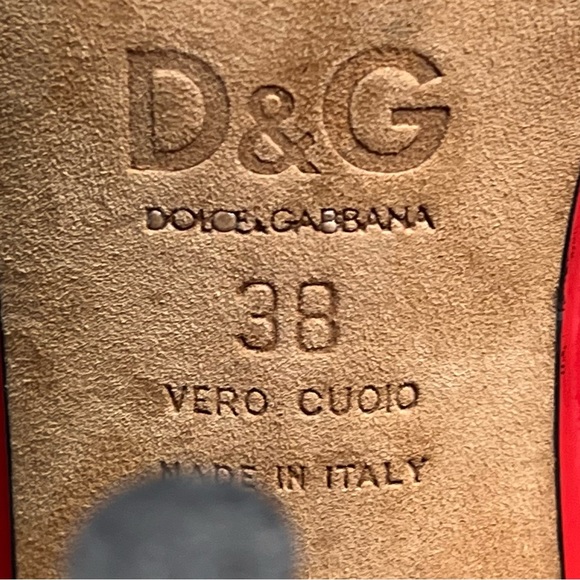 Dolce & Gabbana Ankle Strap Open Toe 4” Heel Pumps Red Women’s Size US 8 / 38 - Picture 7 of 7